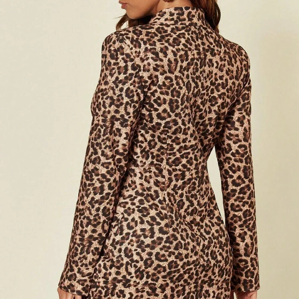 Mocha Brown Elegant Women's Asymmetric Blazer Dress